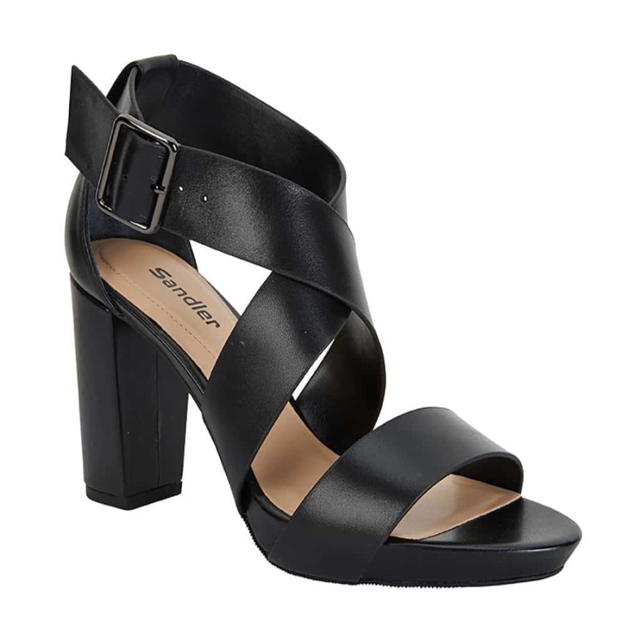 Heels Sandler | Congo Heel In Black Leather • Shoehqshop